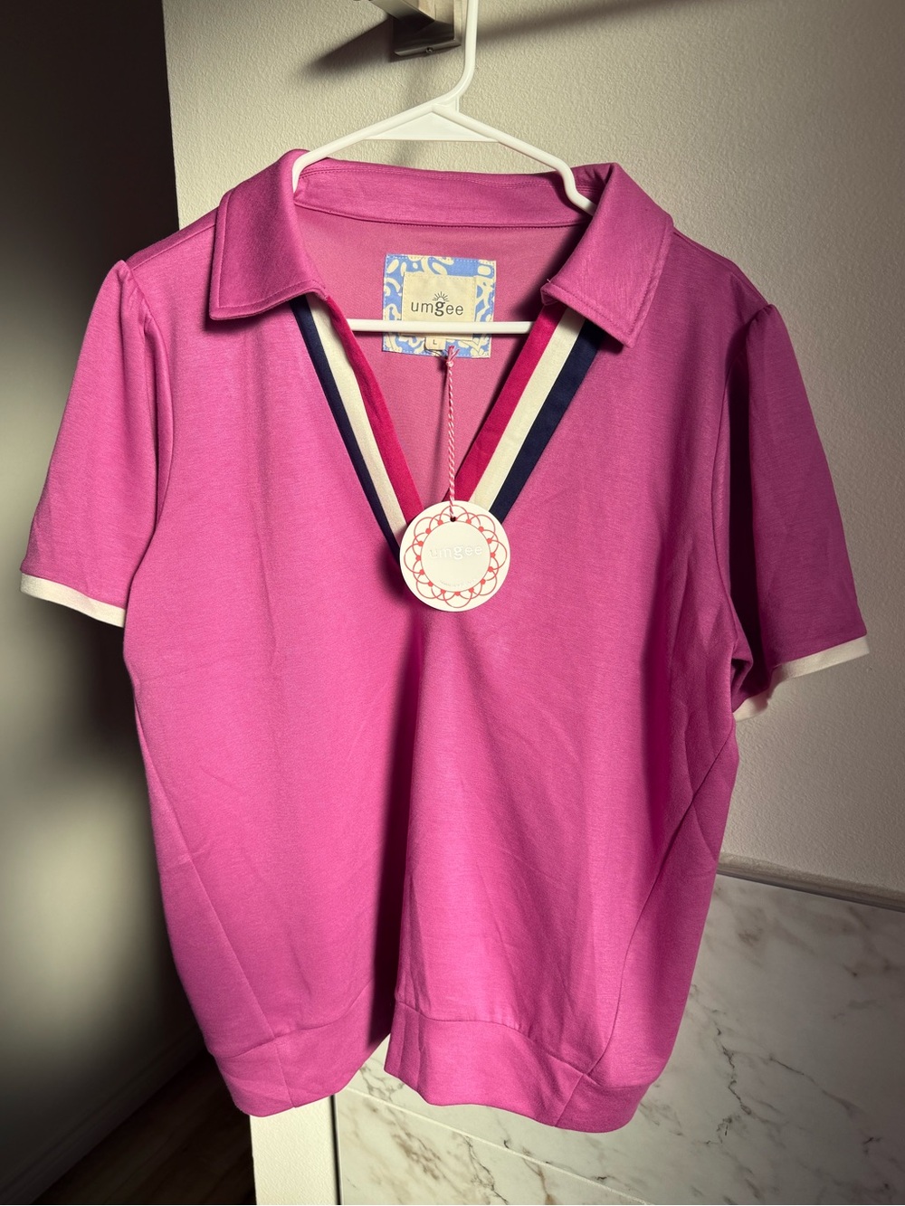 Umgee Collared V-Neck Polo Top